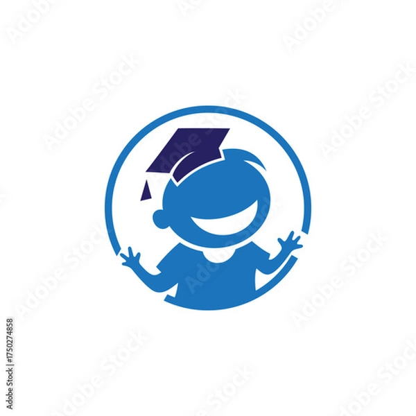 Obraz  modern kid education logo design vector with flat style
