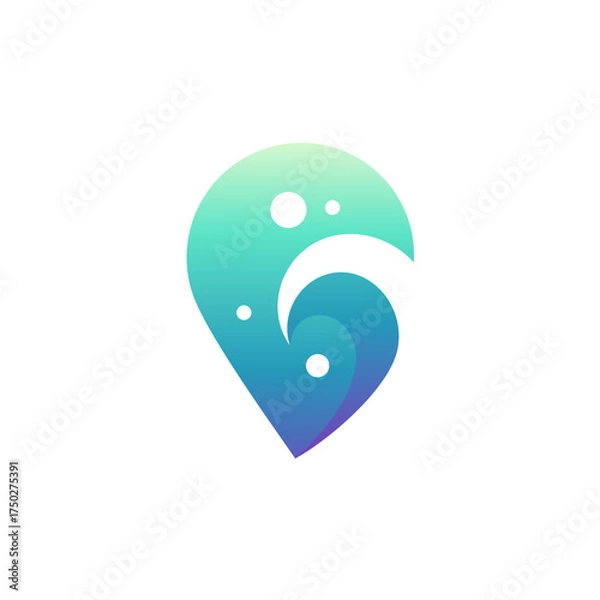 Obraz simple pin and wave element logo design vector with flat style