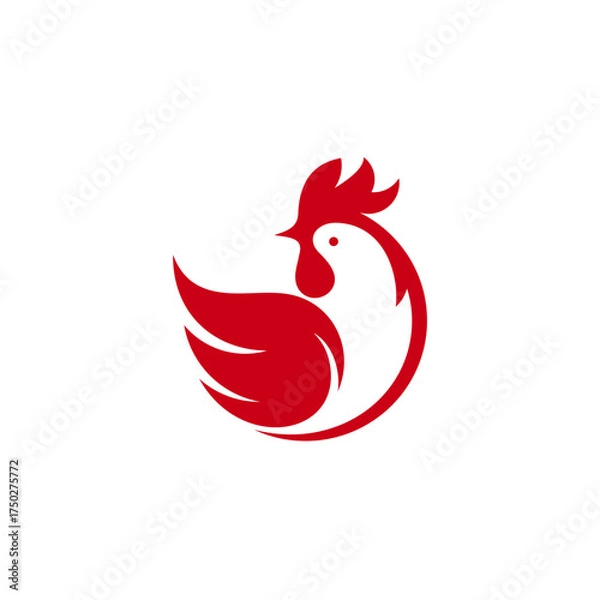 Obraz simple chicken and fire element logo design vector with flat style