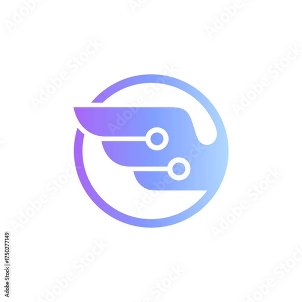 Obraz minimalist wing and technology element logo design vector with flat style