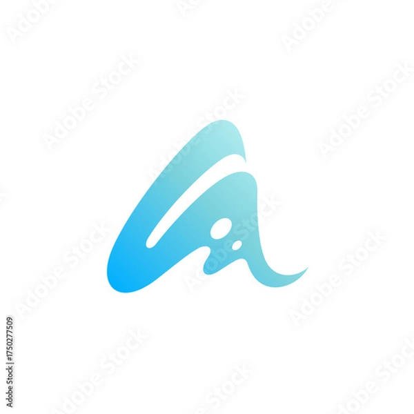 Obraz simple letter initial A and water element logo design vector with flat style