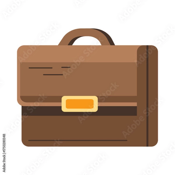 Fototapeta Isolated Brown Briefcase with Orange Accent against Transparent Background
