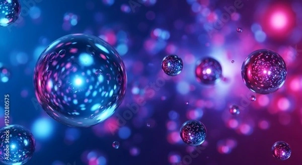 Fototapeta Infinite parallel worlds encapsulated within cosmic spheres, an abstract representation of the multiverse theory and alternate realities