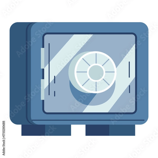 Fototapeta Blue Safe Illustration with Metal Door and Combination Dial on Transparent Background