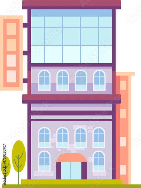 Fototapeta Pixelated Multi Story Building With Transparent Background Featuring Trees And Windows