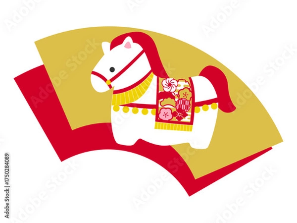 Obraz 午年の年賀状用素材　かわいいウマの置物イラスト