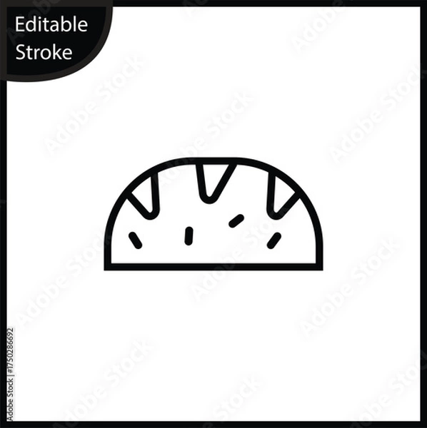 Fototapeta Clean, editable stroke taco or pastry icon. Essential for Mexican food apps, bakery menus, and culinary UI UX design projects.