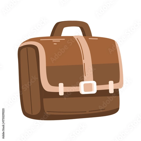 Obraz Brown Briefcase Illustration with Detailed Color and Pixelated Design on Transparent Background