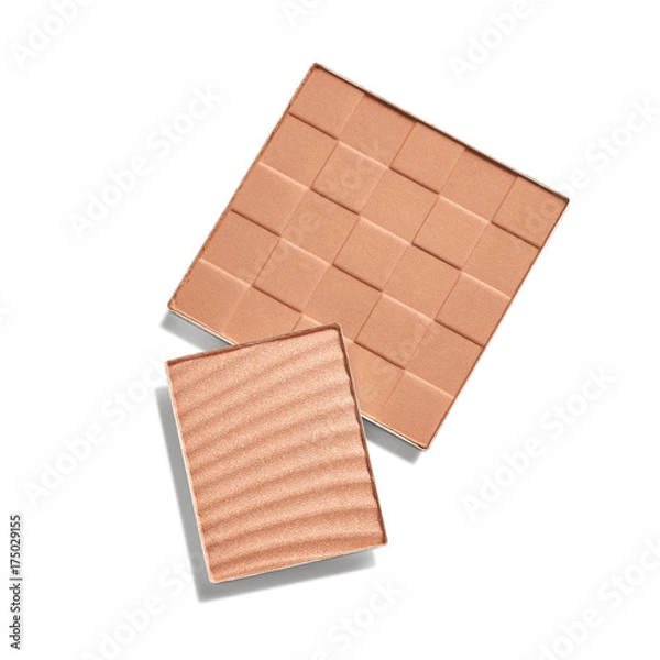 Fototapeta Face powder and bronzer isolated on white background 