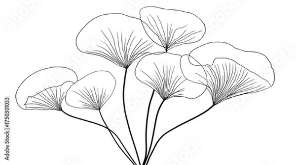 Obraz Delicate, translucent fan-shaped leaves on thin stems, artfully arranged