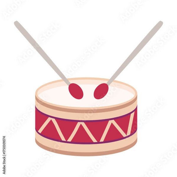 Obraz Isometric Drum with Drumsticks on Transparent Background