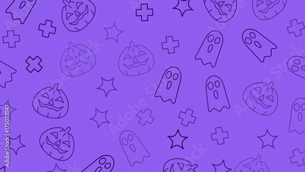 Fototapeta Halloween pattern image with ghost and pumpkin outlines. Perfect for spooky invitations, party decorations, and greeting cards. Suitable for halloweenthemed designs.