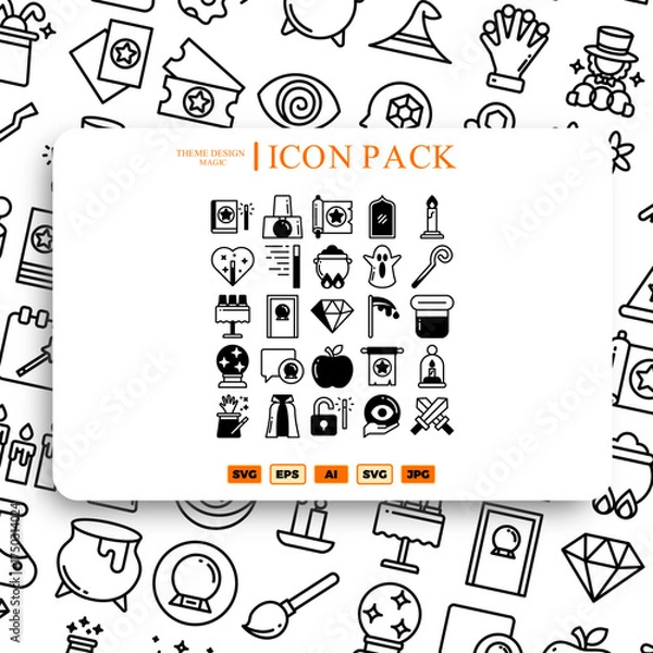 Obraz Magic mystery objects collection icons