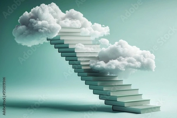 Obraz A staircase crafted from books, symbolizing the journey of knowledge.
