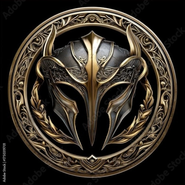 Fototapeta The emblem stands out against a sleek black background.