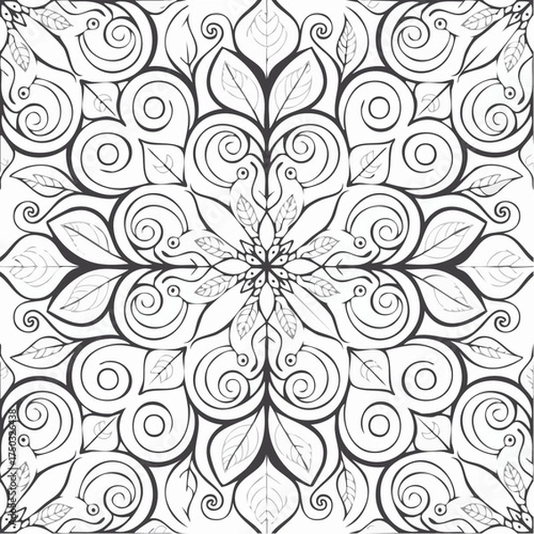Obraz Decorative mandala design coloring page illustration
1