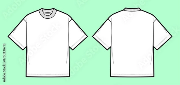 Fototapeta Oversized and Boxy Fit T-Shirt Vector Mockup