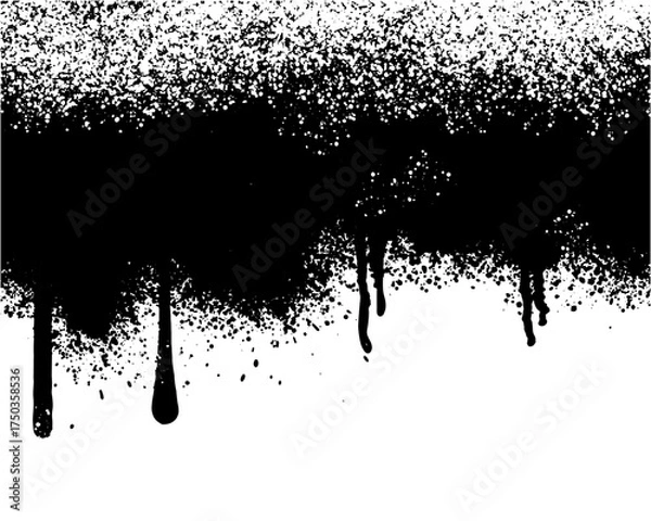 Obraz Black Graffiti Spray Paint Drips and Splatter Grunge Border Background Element Vector