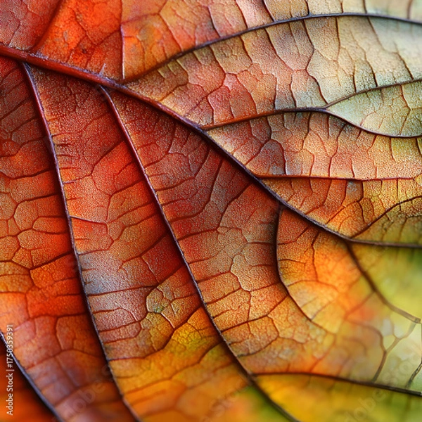 Fototapeta Nature's Texture Close-Up, "Nature’s Intricate Texture in Macro, Close-Up Photography of Nature, Texture and Detail of Leaves in Nature, Macro Photography of Botanical Textures, Exploring Nature’s Tex