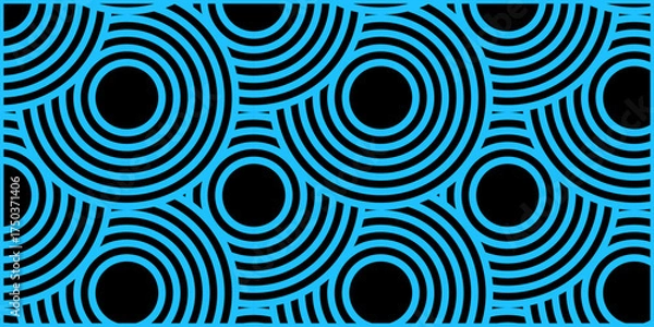 Fototapeta Overlapping creative diamond circle abstract pattern background with waves texture. Seamless ornament curve design fabric background.	