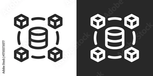 Fototapeta Big Data Icon Set in Black and White Outline Style