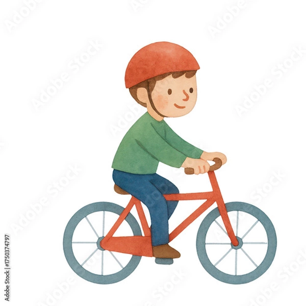 Fototapeta PNG Child riding bicycle illustration.