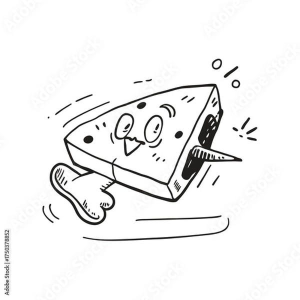 Fototapeta A Pizza Slice Celebrating Cheat Day Funny Food Concept Vector Flat Design  