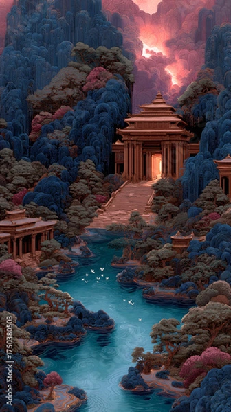 Obraz Sui-Tang Dynasties: Three Teachings Fusion - Taoism: Golden Millet Dream, Millet Rice, Chang'an Illusion, Taoist Gourd, Blue Immortal Mist
