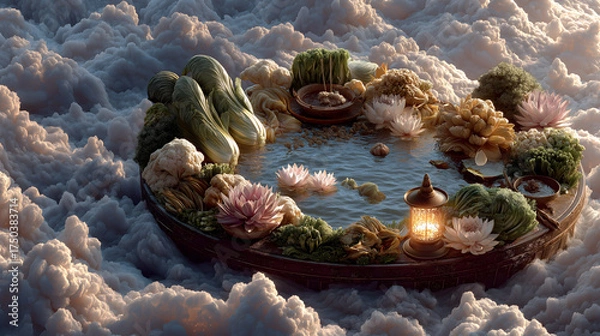 Obraz Sui-Tang Dynasties: Three Teachings Fusion - Taoism: Eight Immortals' Tools, Gourd/Fan/Basket, Raging Seas, Mortal Lantern, Heavenly Light
