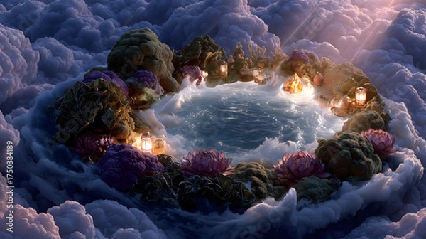 Obraz Sui-Tang Dynasties: Three Teachings Fusion - Taoism: Eight Immortals' Tools, Gourd/Fan/Basket, Raging Seas, Mortal Lantern, Heavenly Light
