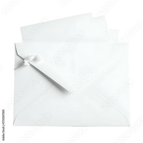 Fototapeta White envelope with two papers partially visible; a close-up shot against a black background