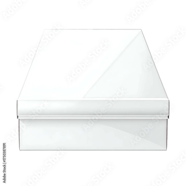 Fototapeta A glossy white, geometric object with a trapezoidal top and rectangular base, isolated