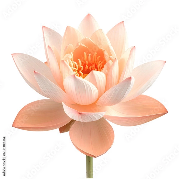 Fototapeta A beautiful, delicate, peach-colored aquatic flower in full bloom against a black background