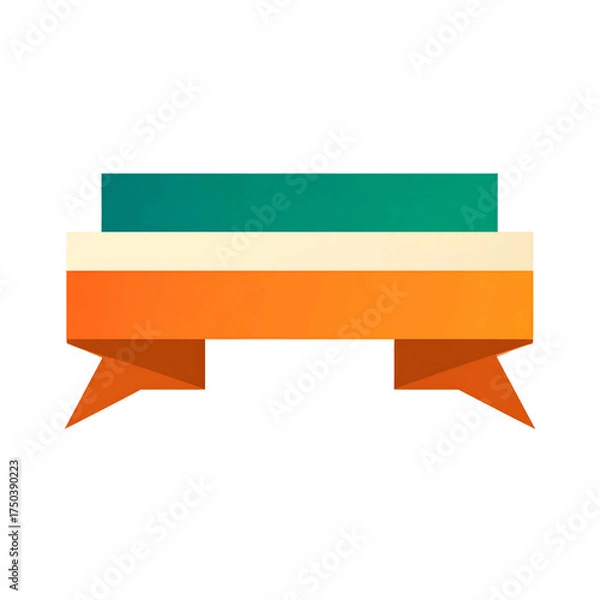 Fototapeta A flat ribbon banner with a gradient teal top, cream middle, and orange bottom against black