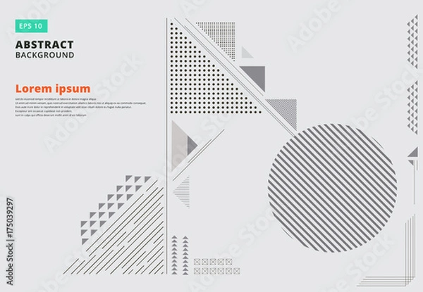 Fototapeta Streszczenie kompozycji geometrycznej tworzy nowoczesne tło z dekoracyjnymi trójkątami i wzorami ilustracją wektora dla druku, reklamy
