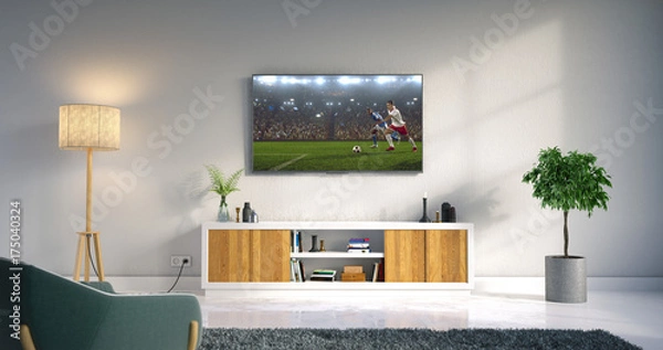Obraz Living room led tv showing soccer game