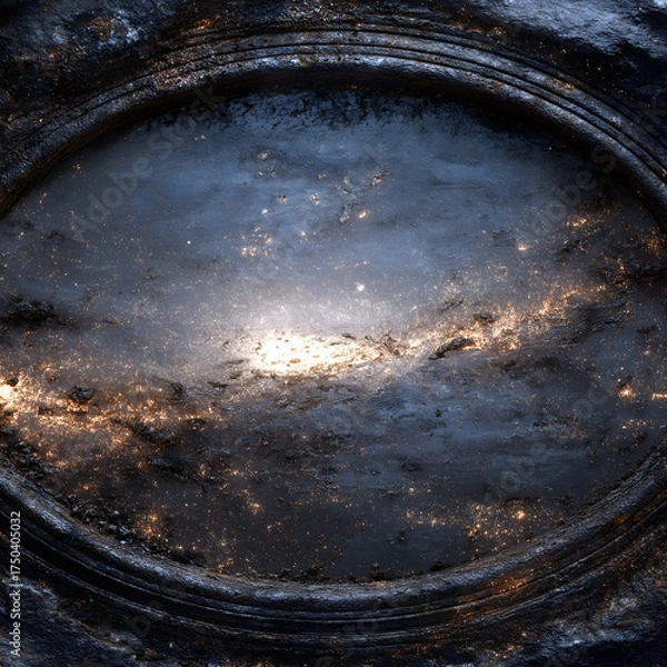 Obraz Sui-Tang Dynasties: Three Teachings Fusion - Buddhism: Zen Enlightenment, Bronze Mirror, Galaxy Nebula, Fading Ink Traces