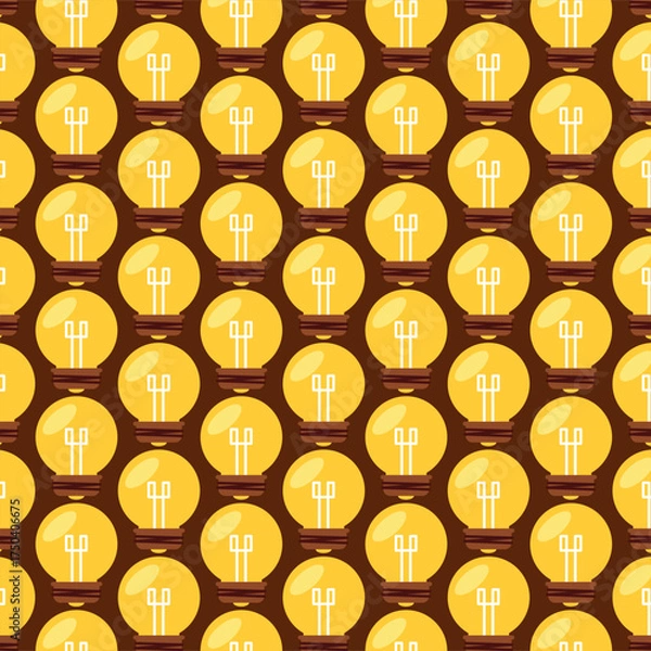 Fototapeta Seamless Pattern of Yellow Lightbulbs, an Ideal Background for Concepts of Innovation, Ideas, and Electricity, a Bright Design Element for Creativity and Solutions
