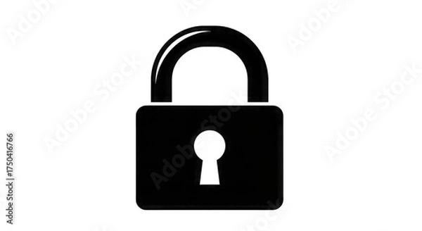 Fototapeta Simple Outline of a Closed Padlock on Black Background isolated on a transparent background
