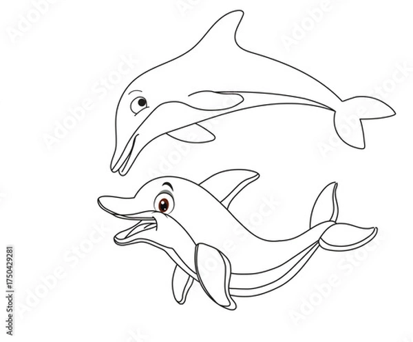 Fototapeta Minimal Dolphin Line Art Illustration