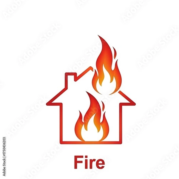 Fototapeta House Fire Icon - Danger and Emergency Symbol.