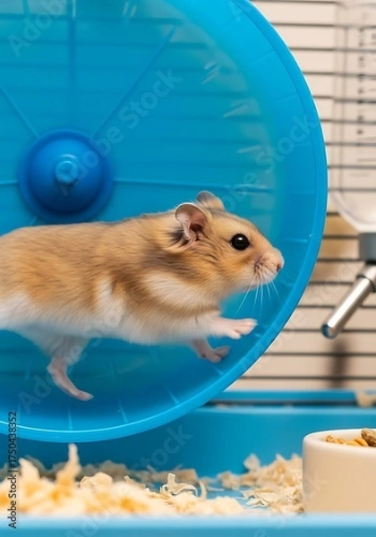 Obraz Hamsters Energetic Run - A Blur of Motion on the Wheel.