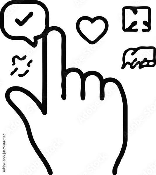 Obraz Clean black and white vector illustration of audio interface icons like speakers, volume, and playlists