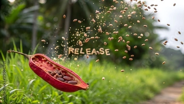 Obraz Seed Pod Releasing Seeds in a Natural Outdoor Environment