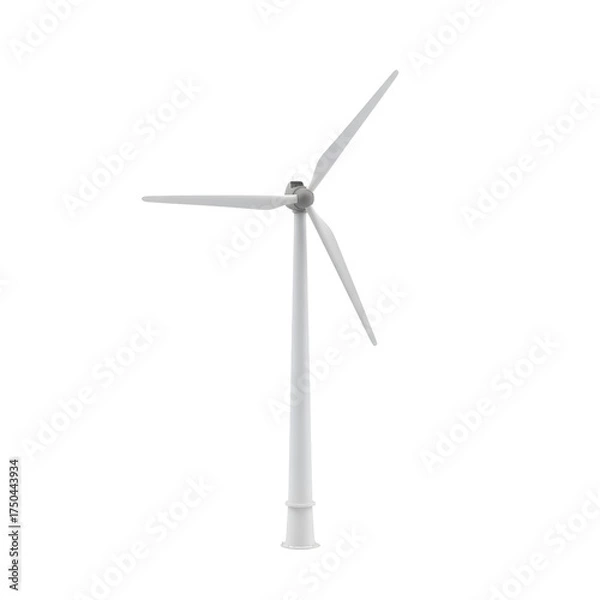 Fototapeta Wind turbine poised against isolated space generating clean energy production technology,