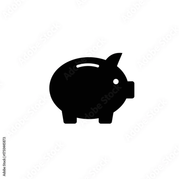 Obraz Minimalist Black Piggy Bank Vector Illustration for Savings and Finance