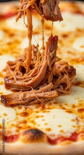 Fototapeta Pulled Pork Pizza - A Delicious Fusion of Flavors and Textures.