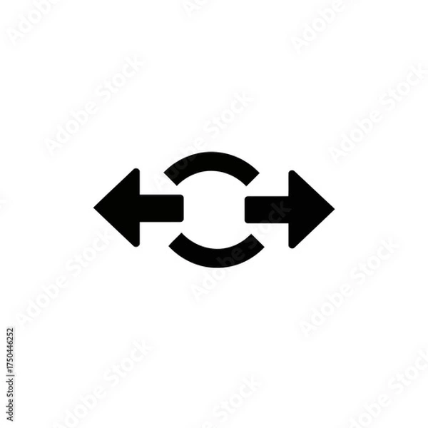 Obraz Minimalist Black Bidirectional Exchange Arrows Vector Icon Illustration