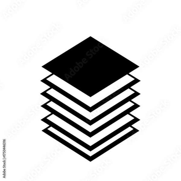 Obraz Minimalist Black and White Isometric Layers Stack Vector Illustration