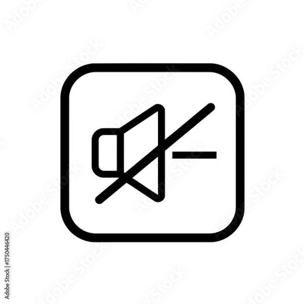 Fototapeta Minimalist Black and White Mute Volume Speaker Interface Vector Icon Illustration